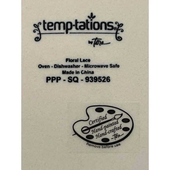 NWT & Rare! 3 TEMPTATIONS by Tara Floral Lace Green Plates Beaded Edge Stoneware - Picture 13 of 15